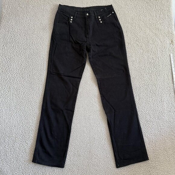 Western Ethics Pants Black Straight Leg Concho Button Western Stretch - Picture 1 of 12